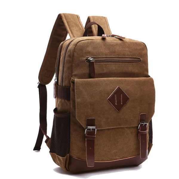 Large Vintage Canvas Backpack Fits Most 15.6 Inches laptop Hiking Travel Rucksack