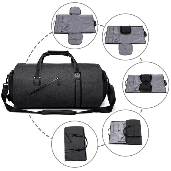 Multifunction Men Suit Storage Large Capacity Waterproof Travel Duffel Bag with Shoes Pocket