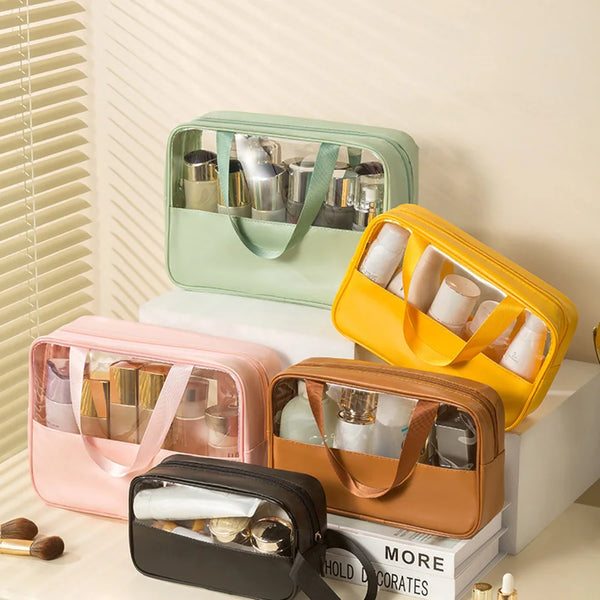 Travel Waterproof Matte Translucent Cosmetic Bag with Handy Handle (only one bag)